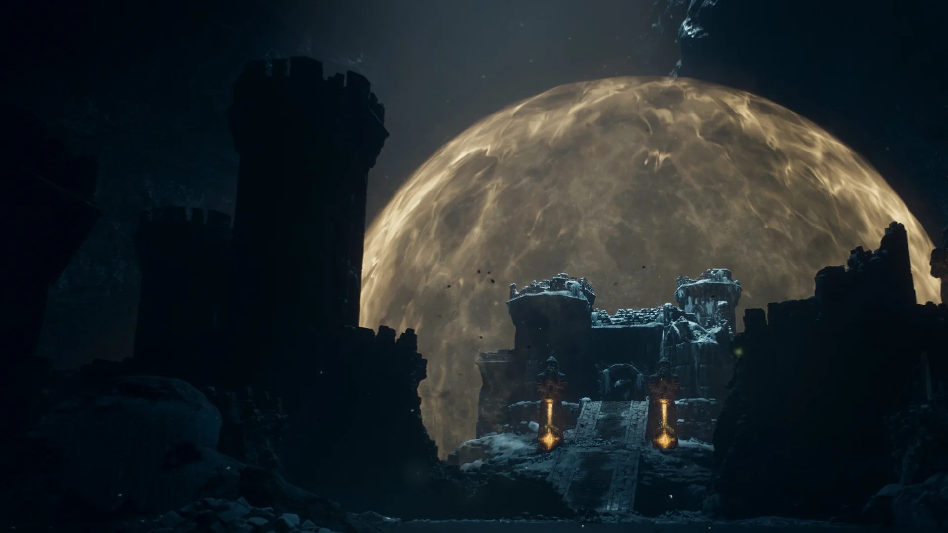 A golden dome rising over Lorade Castle, seen across dark water in Dragon's Dogma 2: Dark Arisen