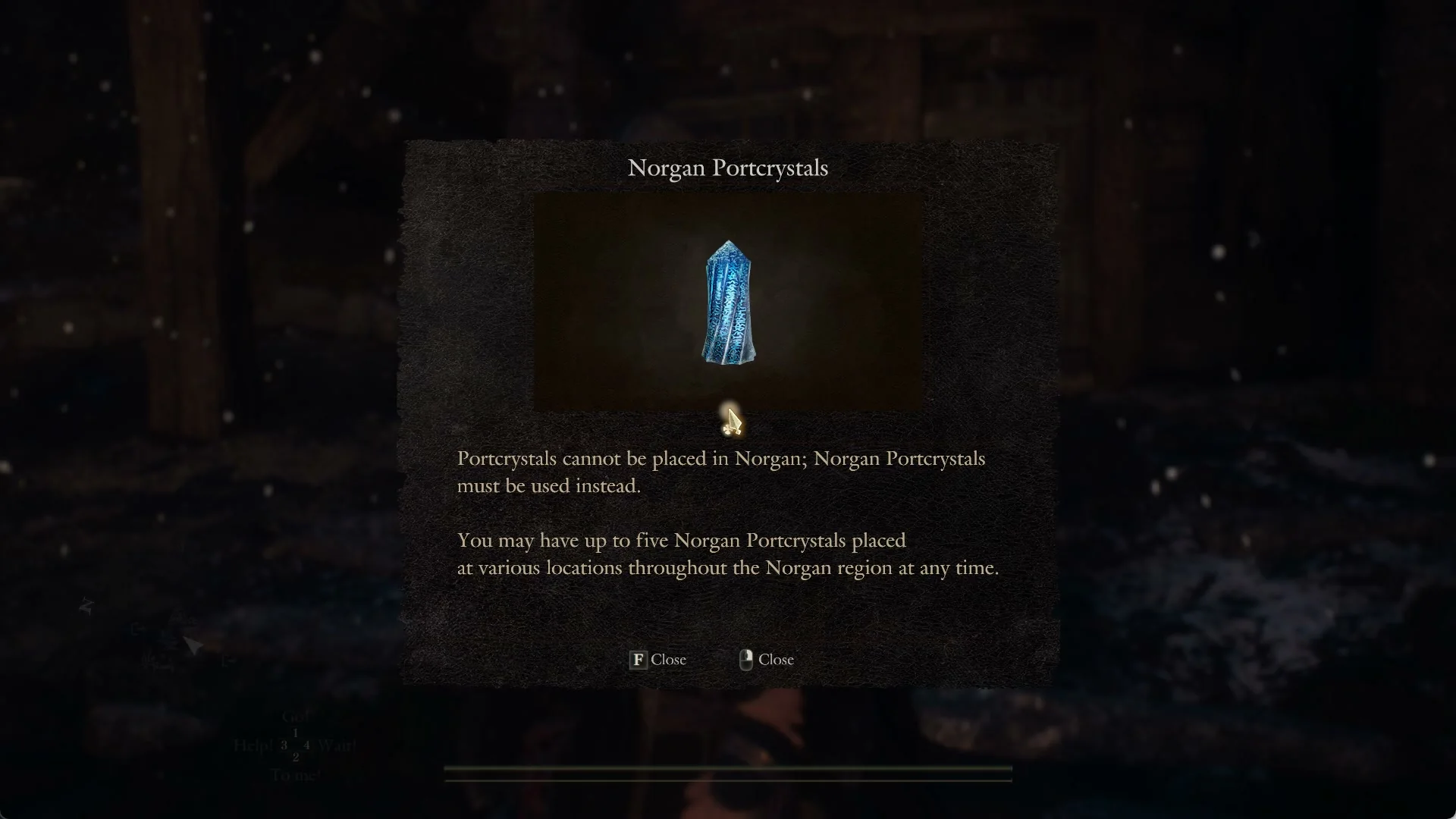 Notice headed Norgan Portcrystals explaining that ordinary Portcrystals cannot be placed in Norgan and up to five Norgan Portcrystals may be placed