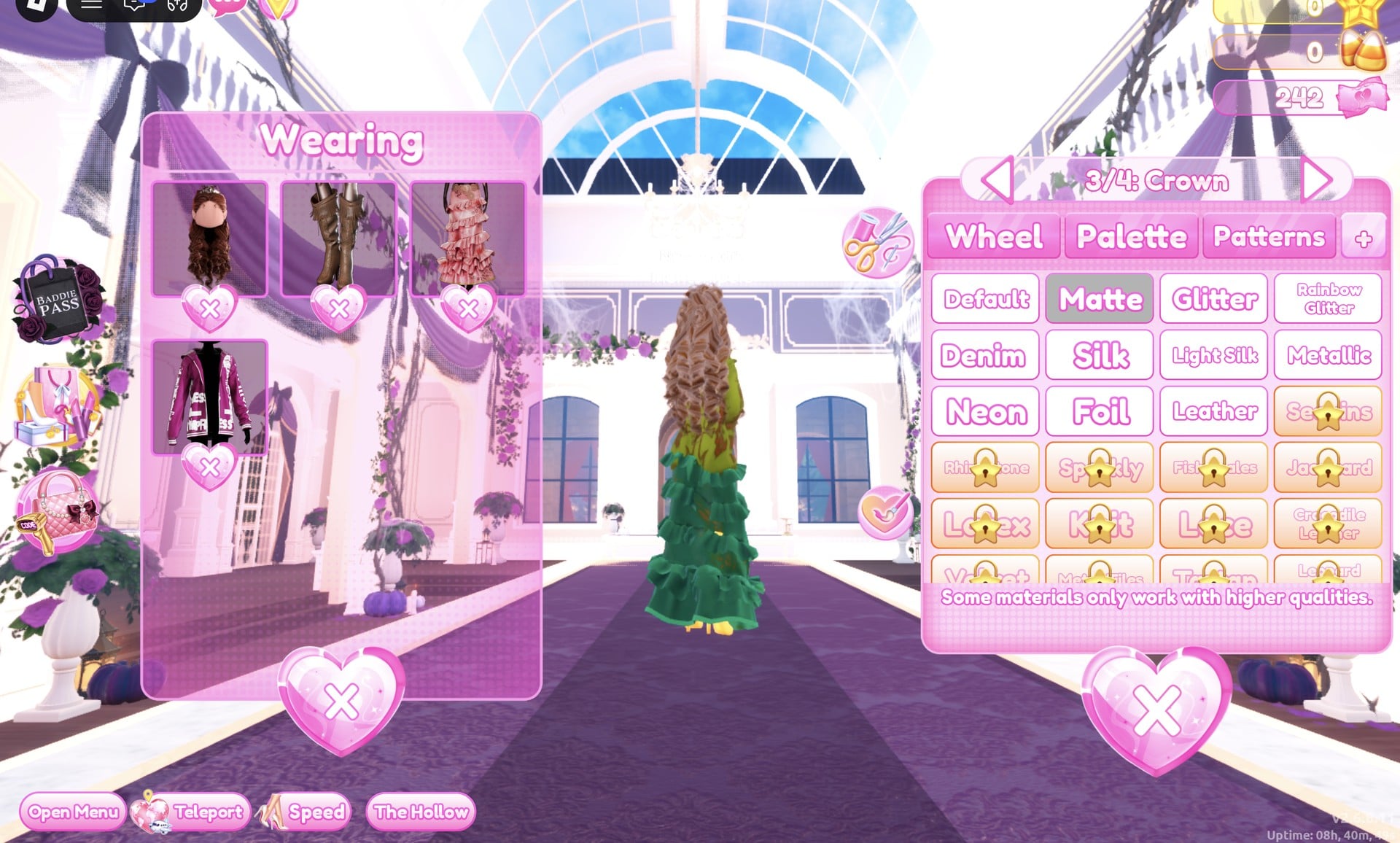 The hair's 3/4: Crown part with Matte selected in the + tab