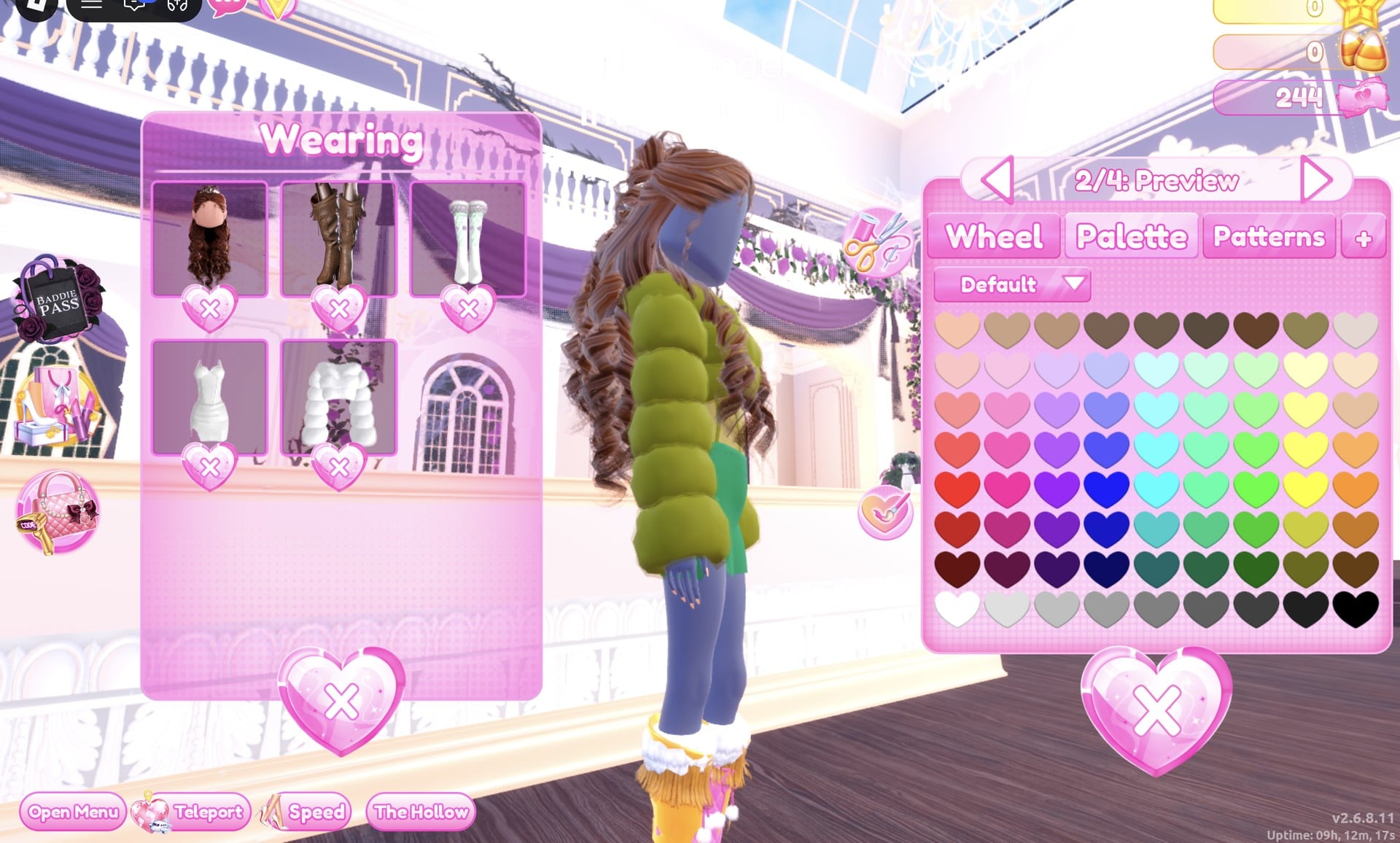 The hair's 2/4: Preview part on the Palette tab, curls now brown