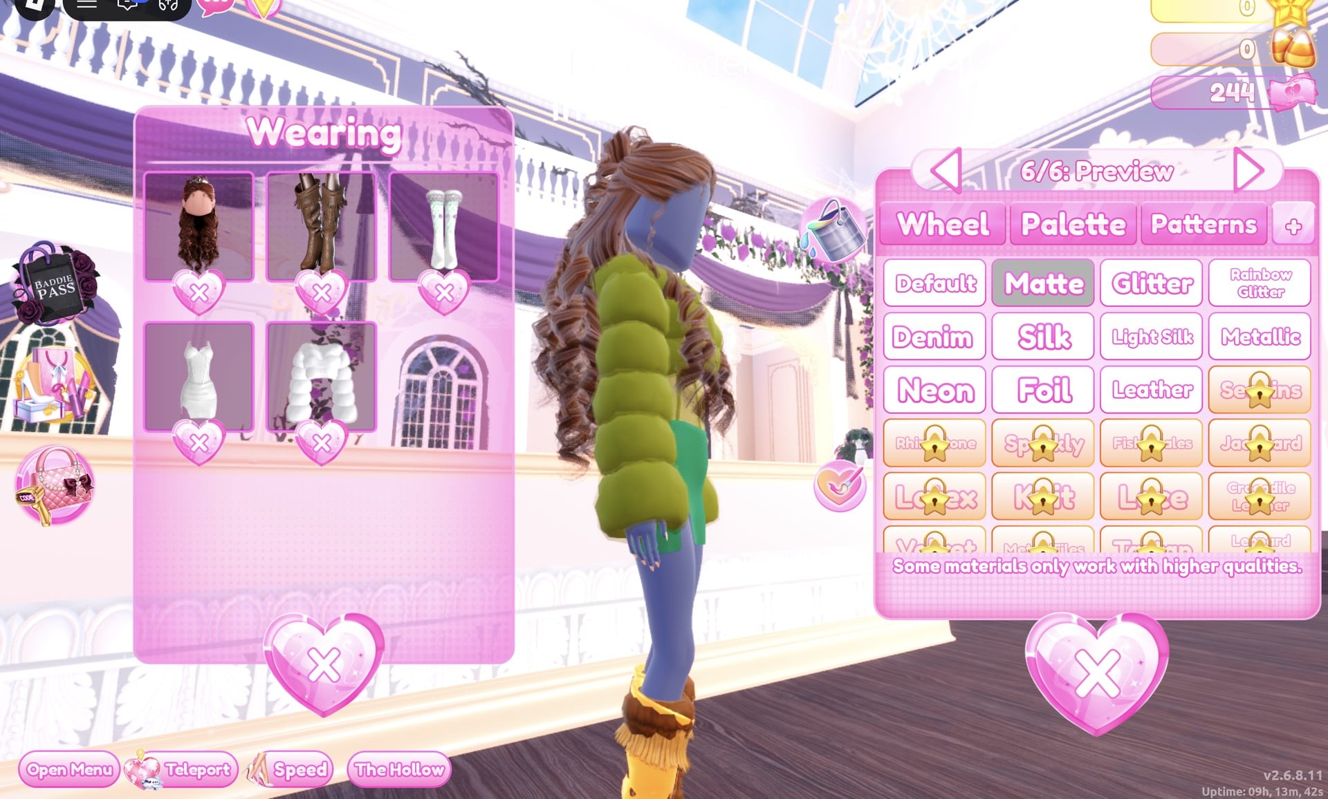 The shoes' 6/6: Preview part with Matte selected in the + tab