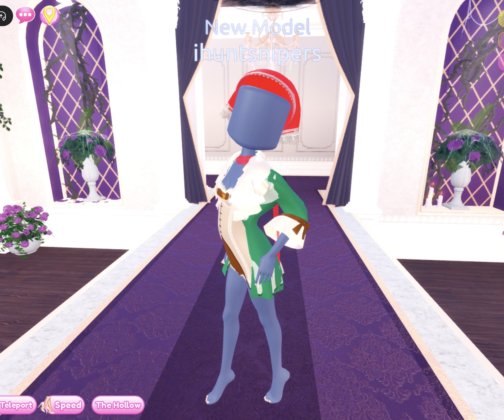 The woodland look in the Lilac pose, hand on the hip, body turned