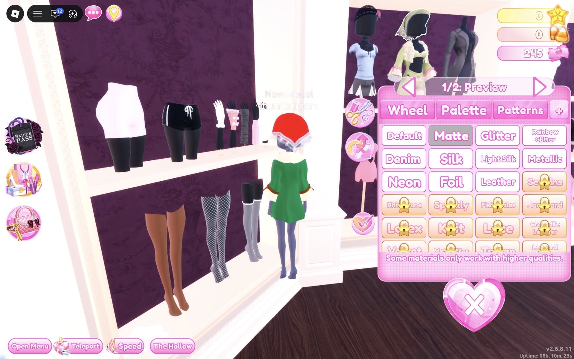The headscarf's 1/2: Preview part with Matte selected, the scarf red on the character
