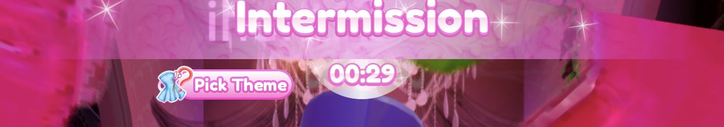 Intermission banner with the Pick Theme button to the left of the 00:29 countdown
