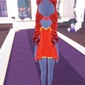 Birth Stones ruby look: red Glitter short dress with gold lace, red curls and gold crown