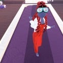 Video Game Character arcade racer: red Leather overalls, white bomber and cyan Neon goggles