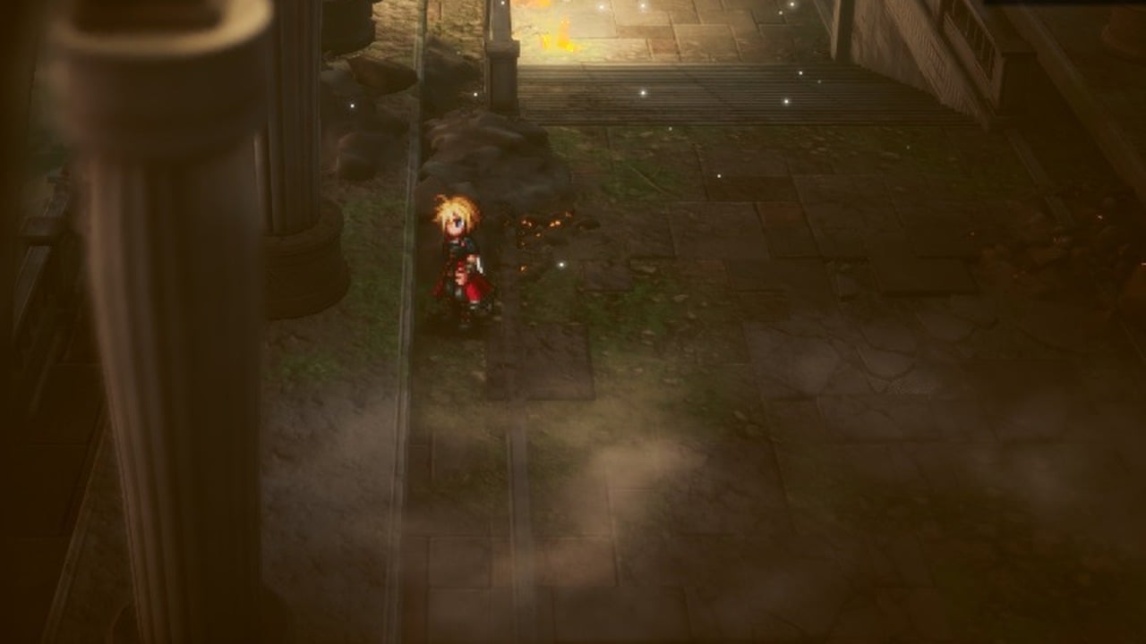 Rain walking through the stone halls of the Earth Shrine in Final Fantasy Resonance
