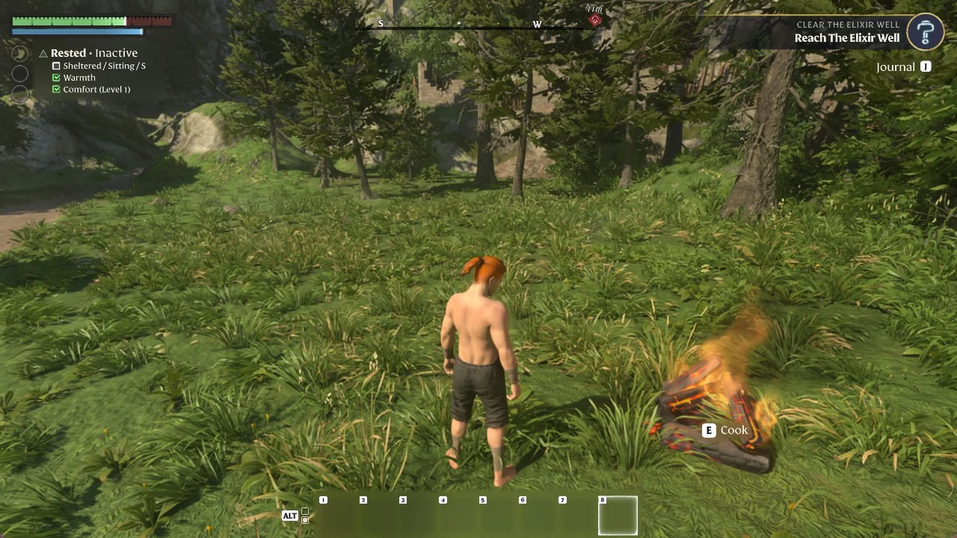 Health bar fuller a few seconds after using a Bandage in Enshrouded, with the Bandaged buff gone