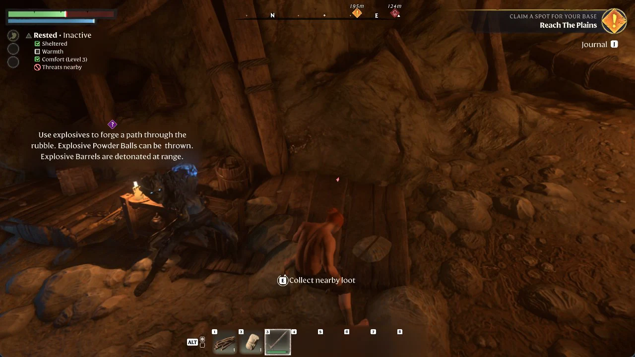 Fell guarding the candle table with the explosives hint on screen