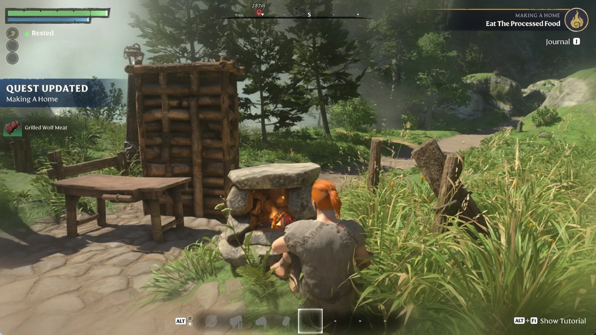 Grilled Wolf Meat pickup line and QUEST UPDATED Making A Home banner with the tracker on Eat The Processed Food