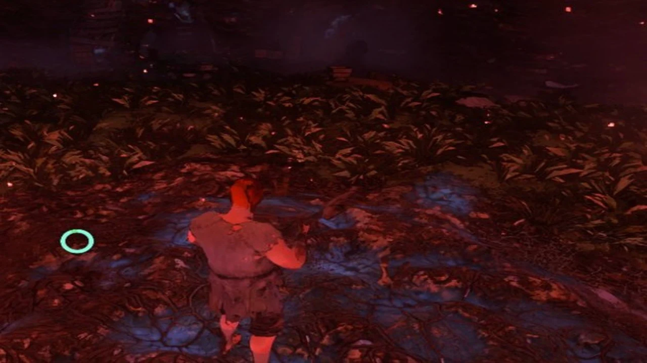 Plain ground in a red-lit chamber where the Shroud Root stood after it was destroyed