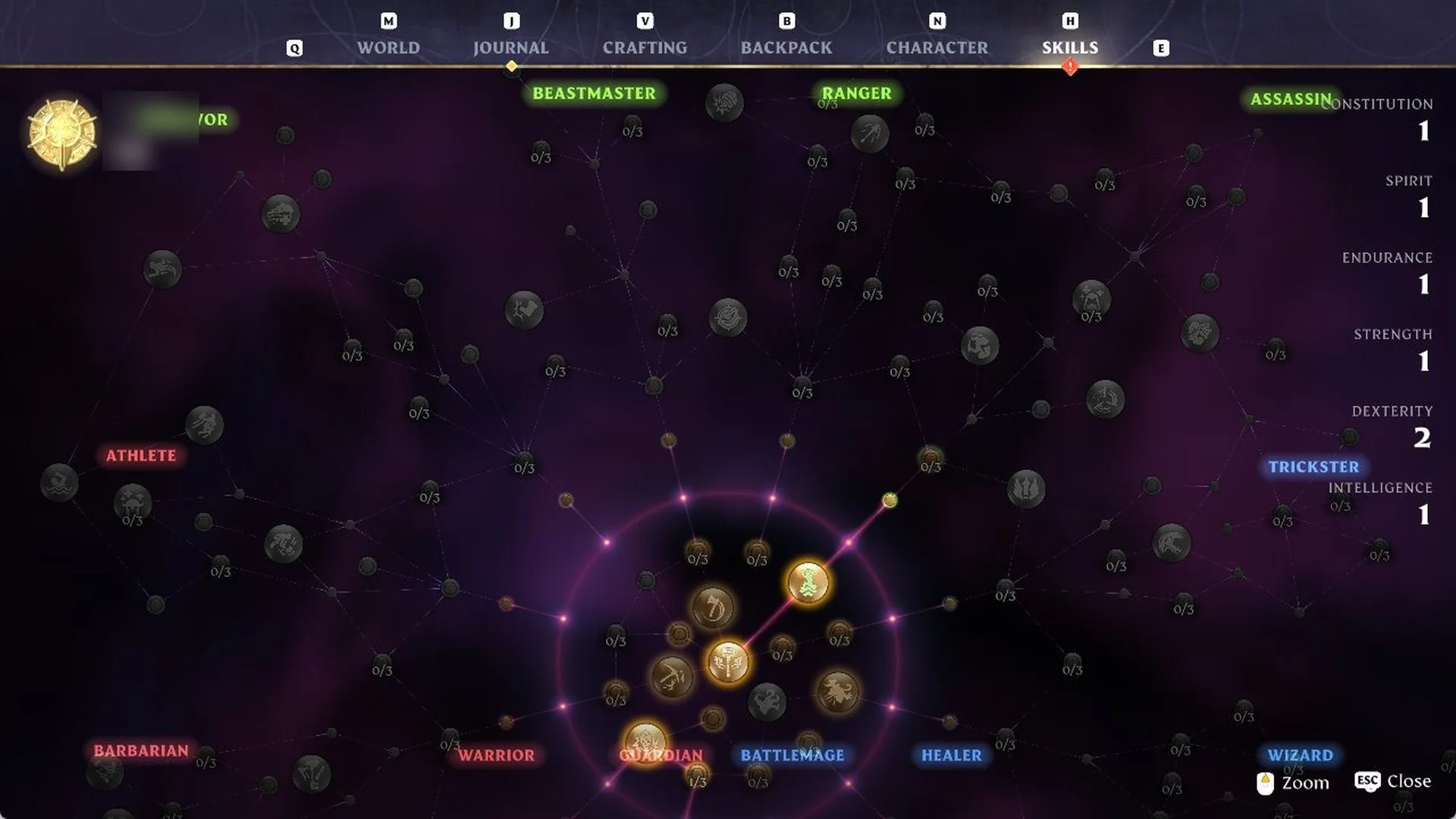 Ranger side of the Enshrouded skill tree
