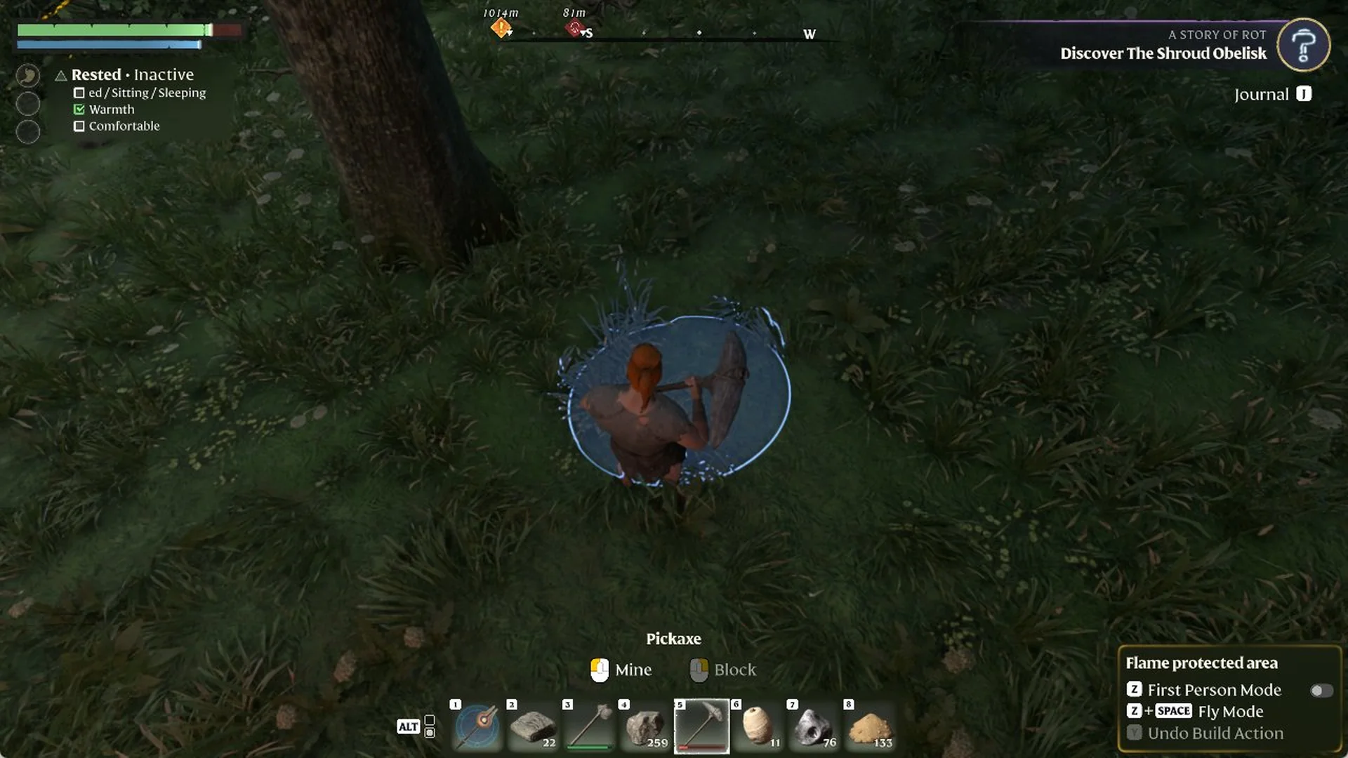 Digging into the ground with the Pickaxe in Enshrouded