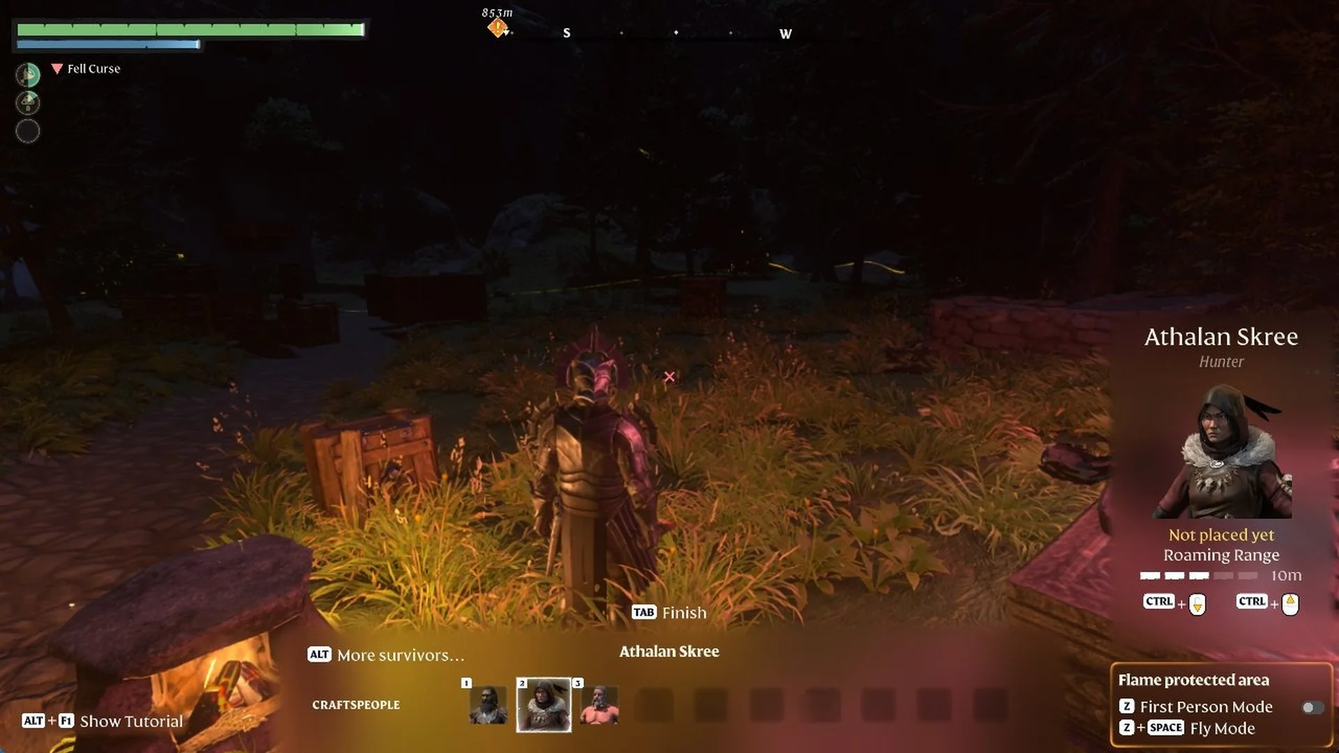 Summoning Staff panel at a base at dusk showing Athalan Skree the Hunter, not placed yet