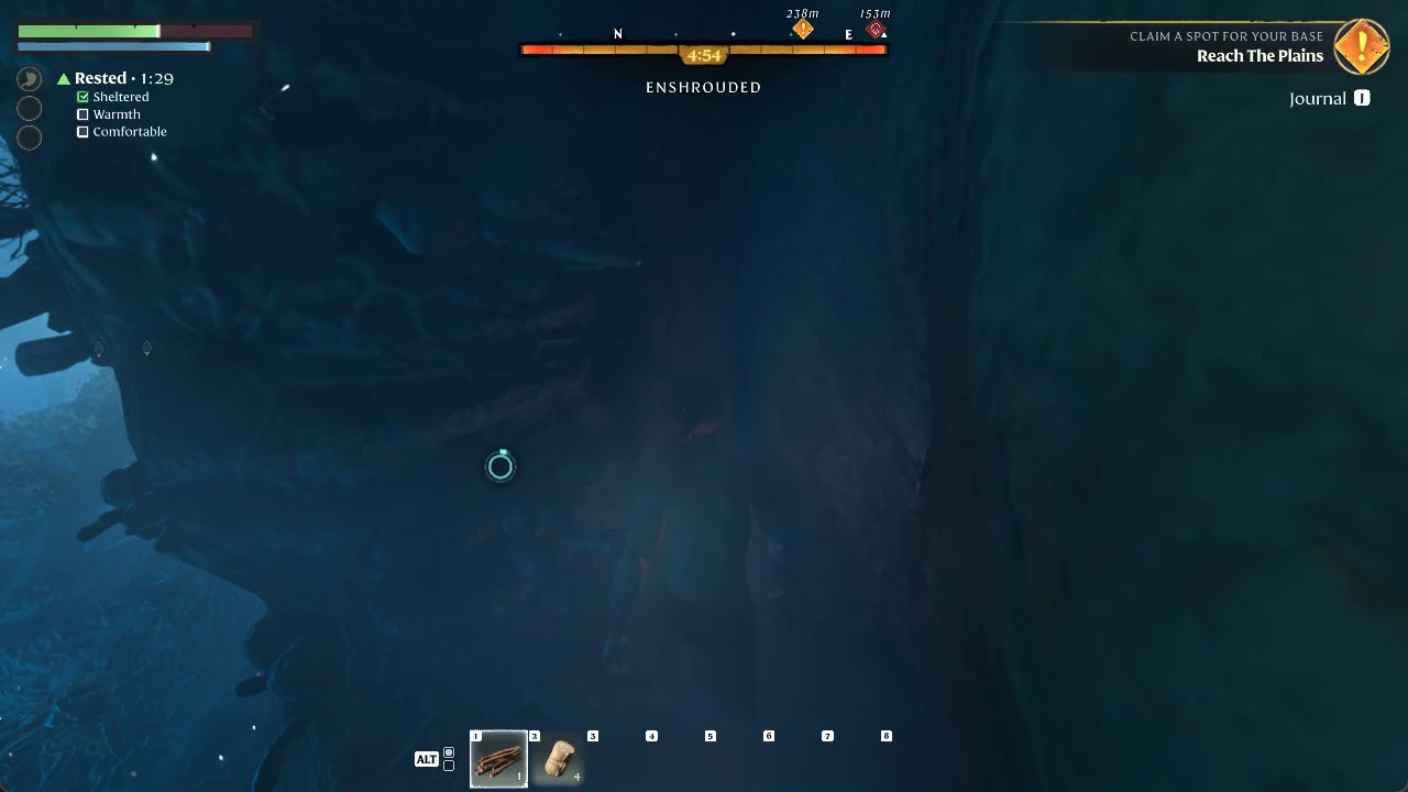 Walking into the Shroud with the ENSHROUDED timer under the compass during the Reach The Plains objective