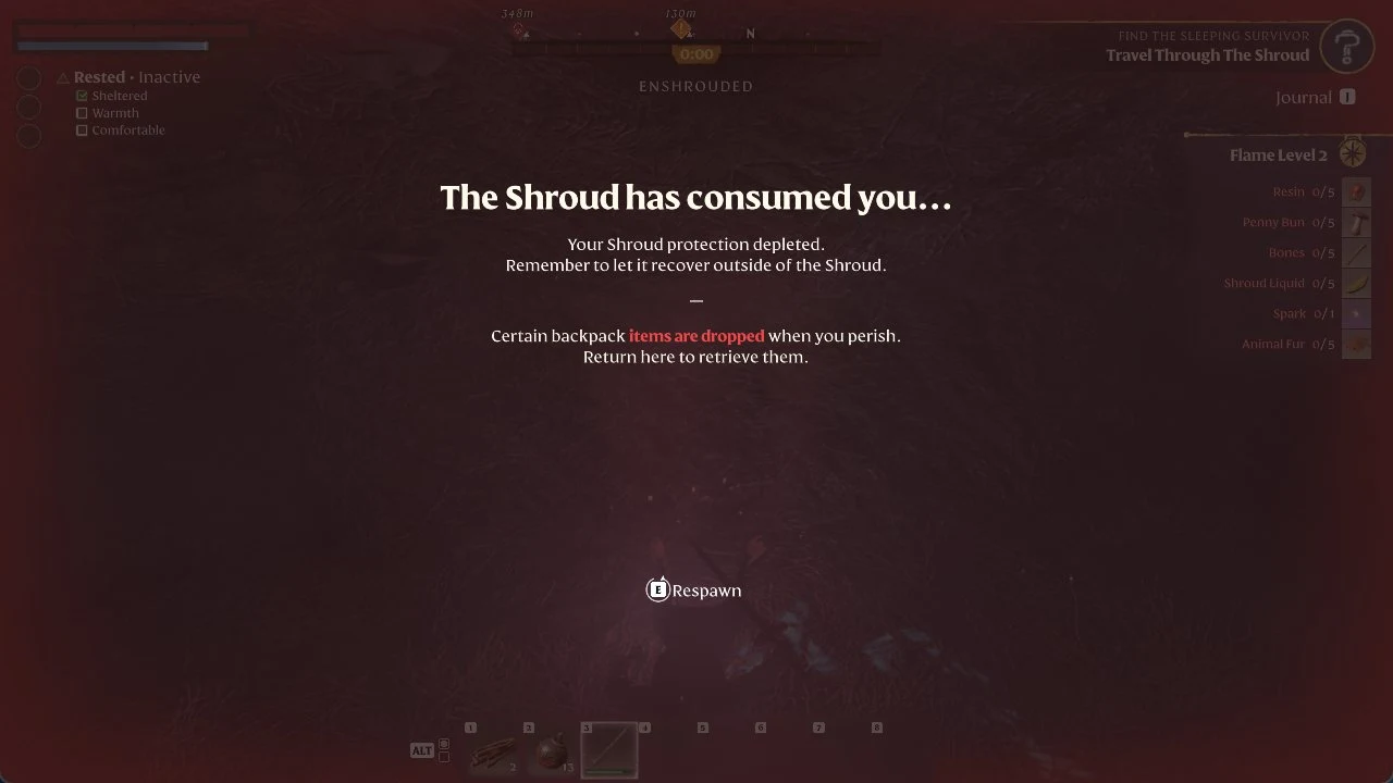 The Shroud has consumed you death screen after the Shroud timer reached zero