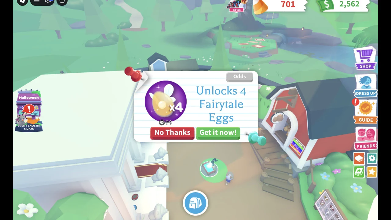Offer card to unlock four Fairytale Eggs with Get it now! and No Thanks buttons