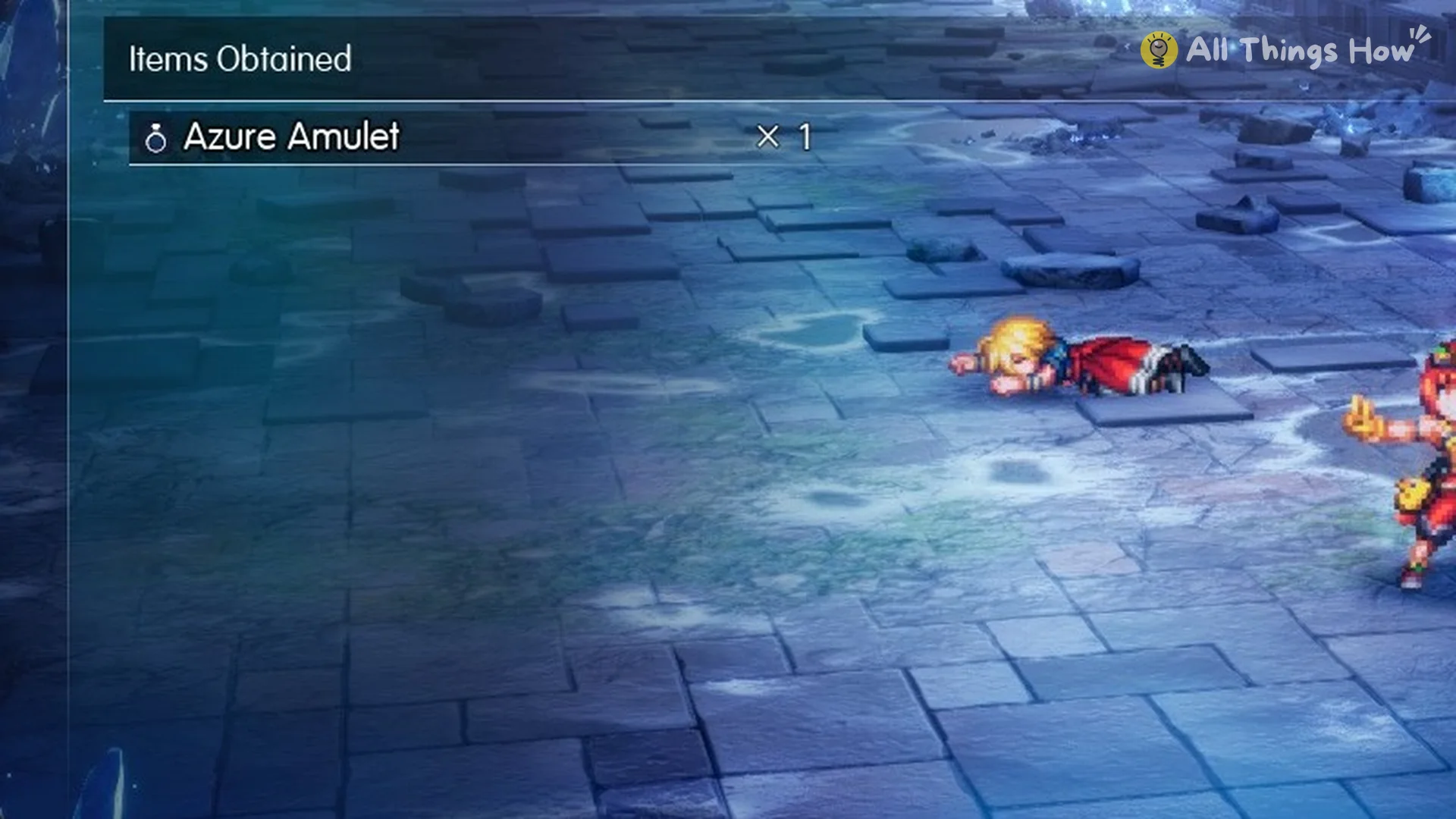 Battle Result Items Obtained: Azure Amulet x1 after Alluvion