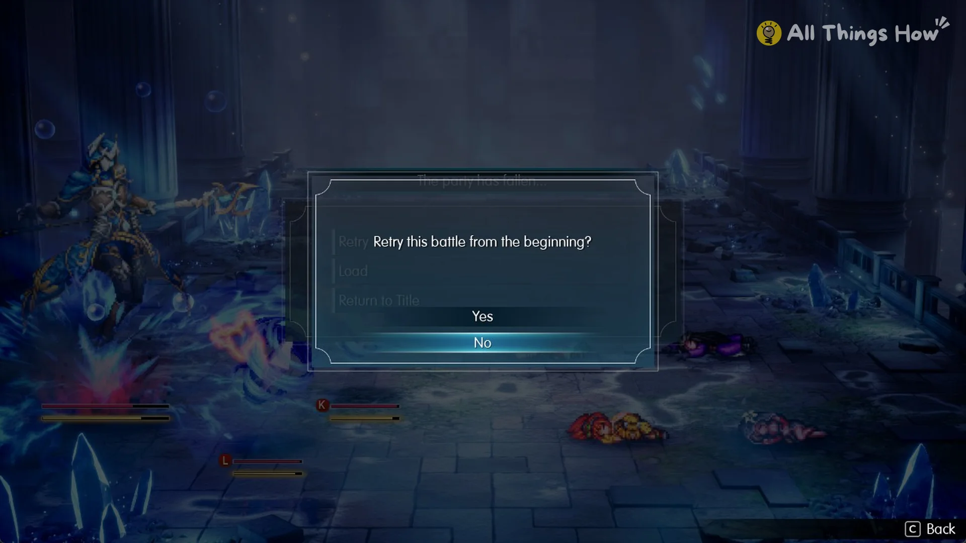 Retry this battle from the beginning? Yes / No