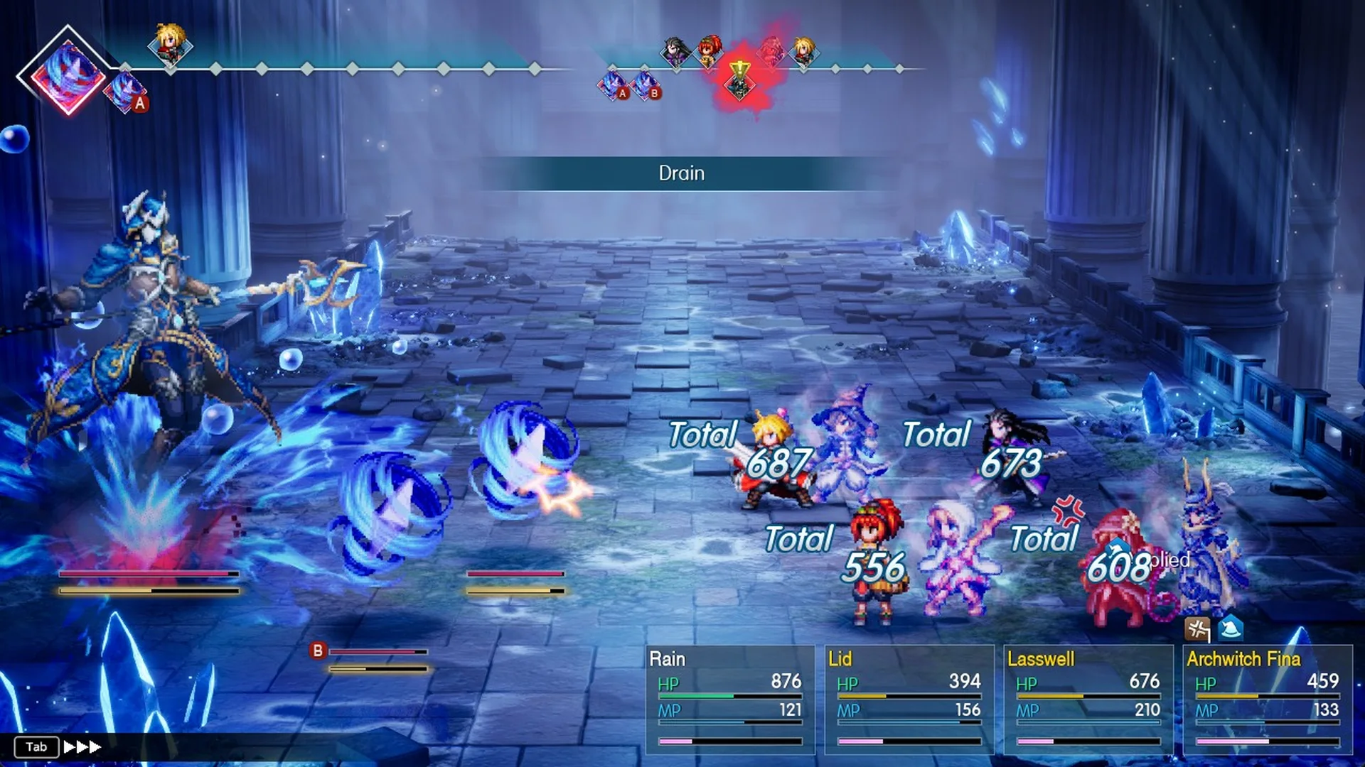 Banner: Drain hitting all four party members