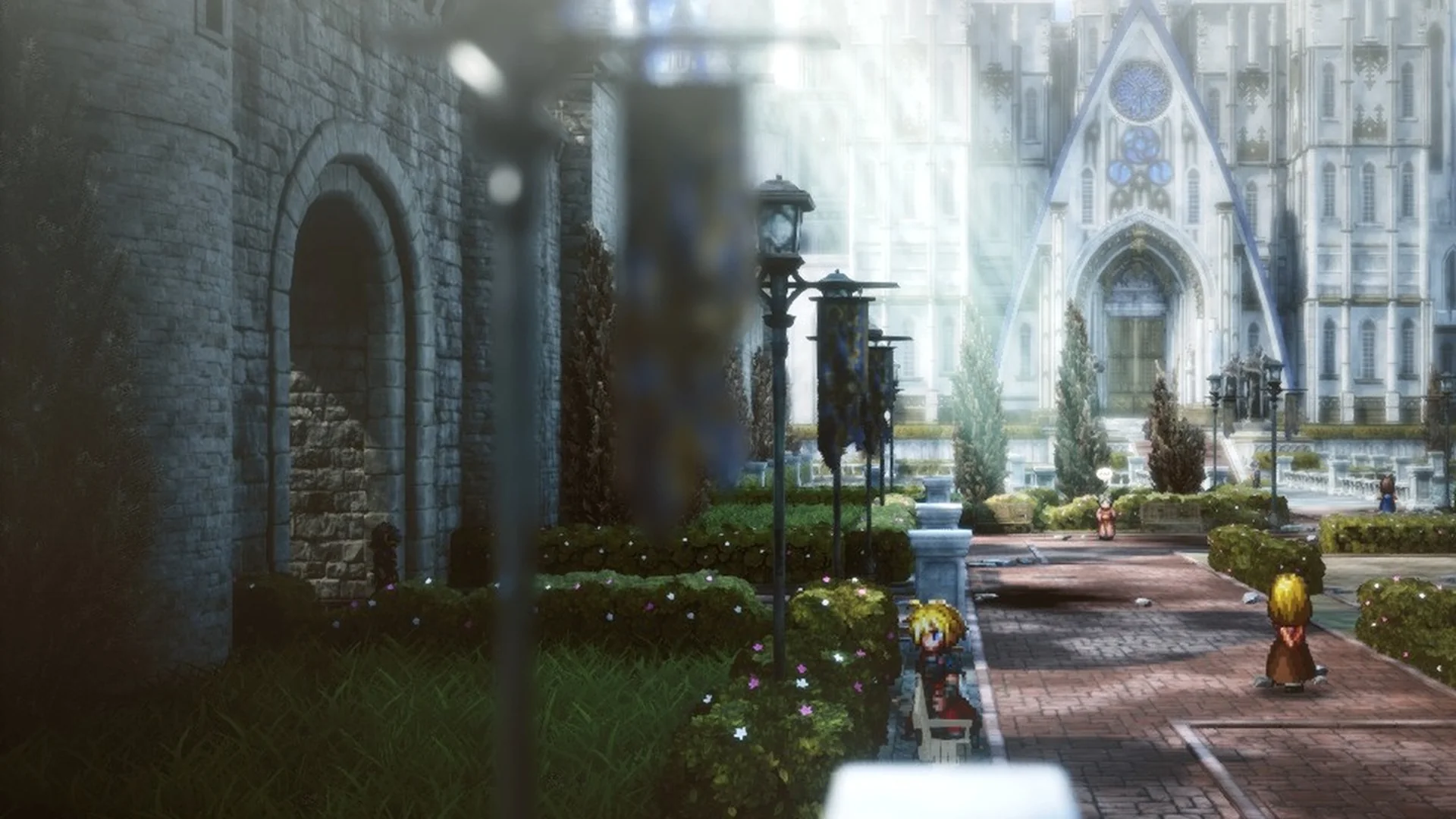 Grandshelt Royal Capital plaza west arm in Final Fantasy Resonance