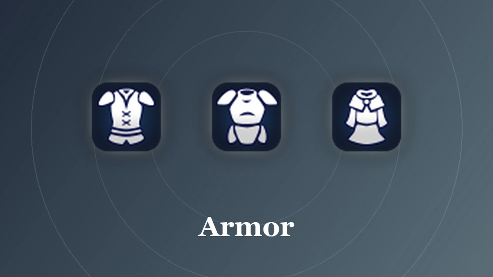 Styled card with the light armor, heavy armor and robe icons