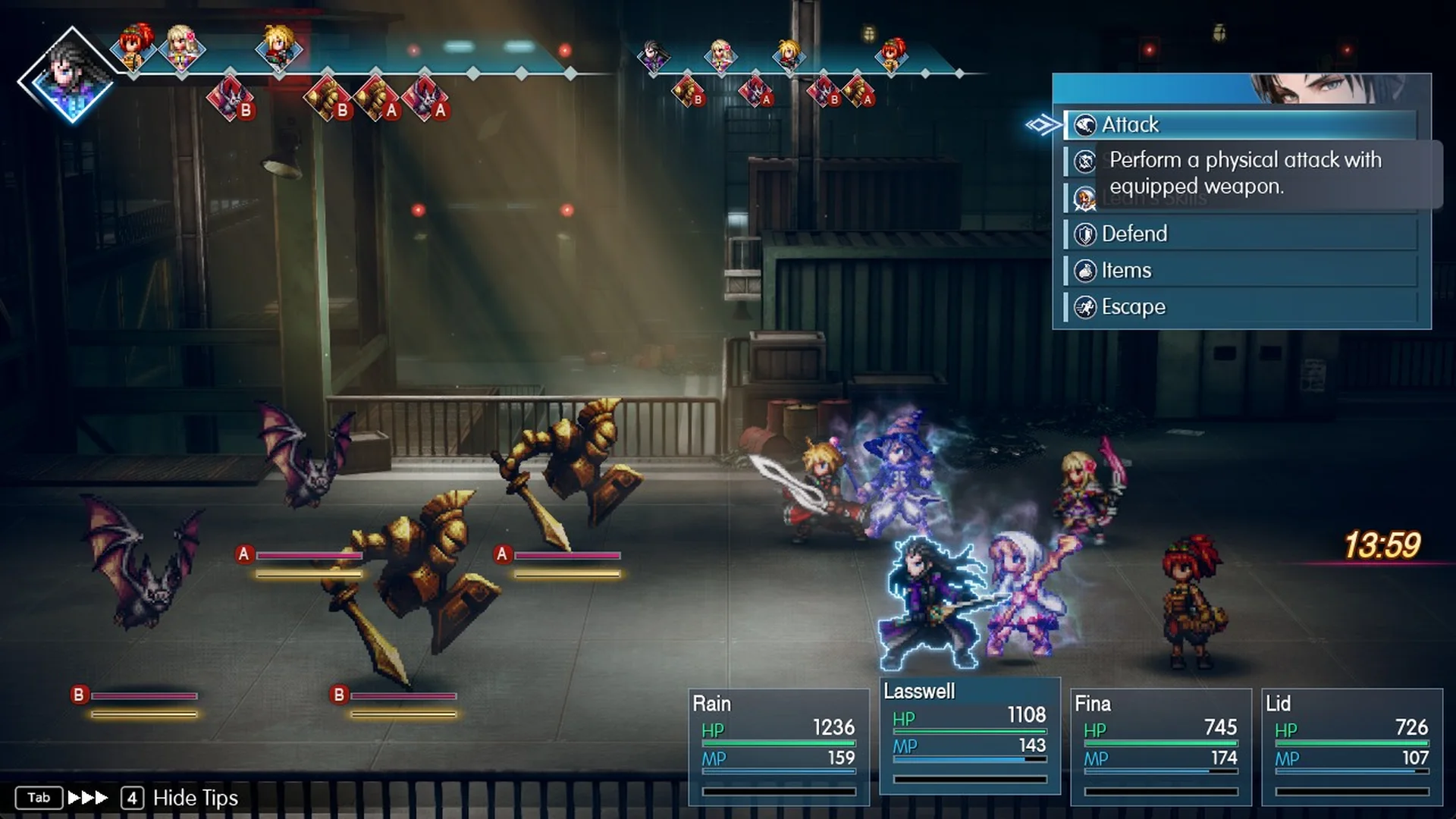 Final Fantasy Resonance battle with Battle Speed at three filled arrows, the fastest