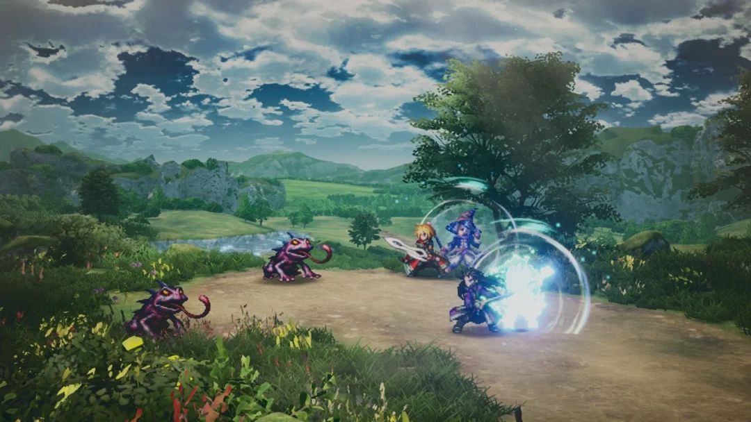Rain and Lasswell in a field battle as a Vision appears in a flash of light beside them