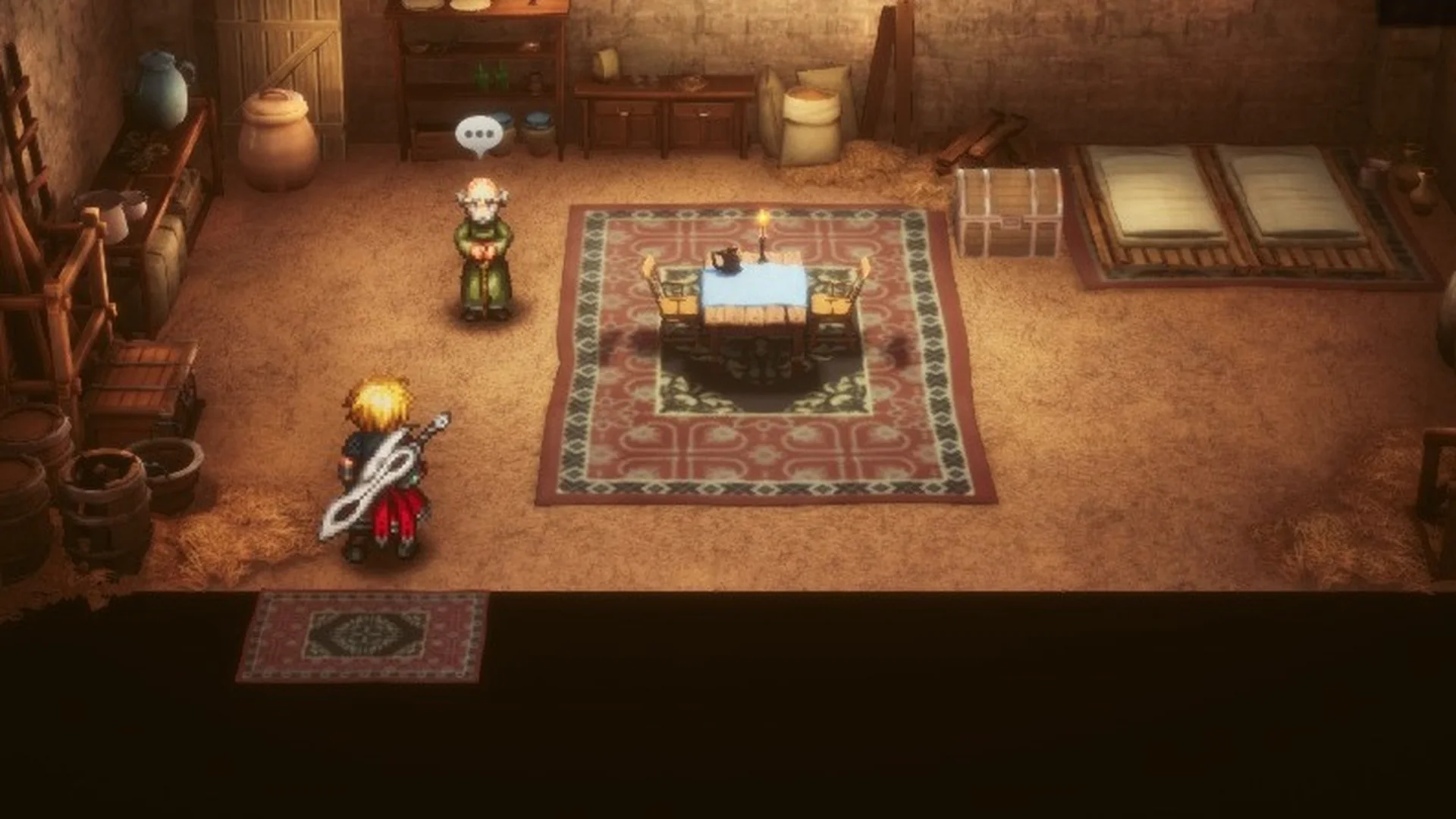 Rain inside the rancher's house in the Village of Kol with a treasure chest by the wall in Final Fantasy Resonance