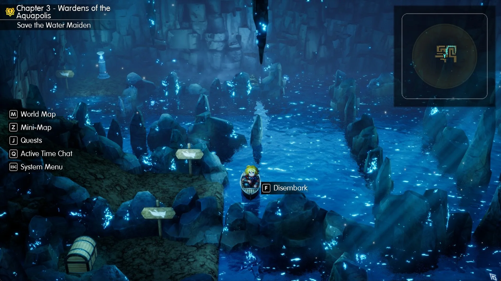 Area 3 exit dock with the F Disembark prompt
