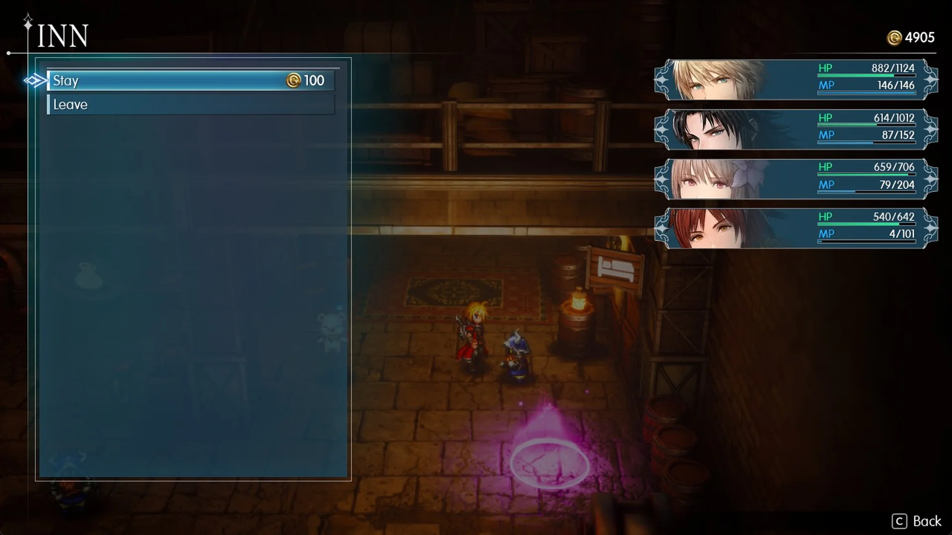 Dwarven Forge inn menu with Stay for 100 Gil