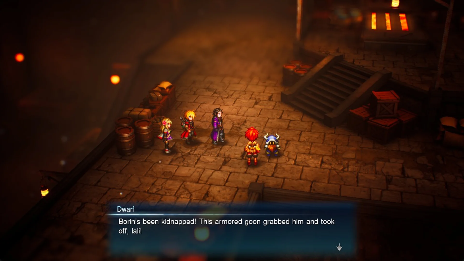 Dwarf: Borin has been kidnapped by an armored goon