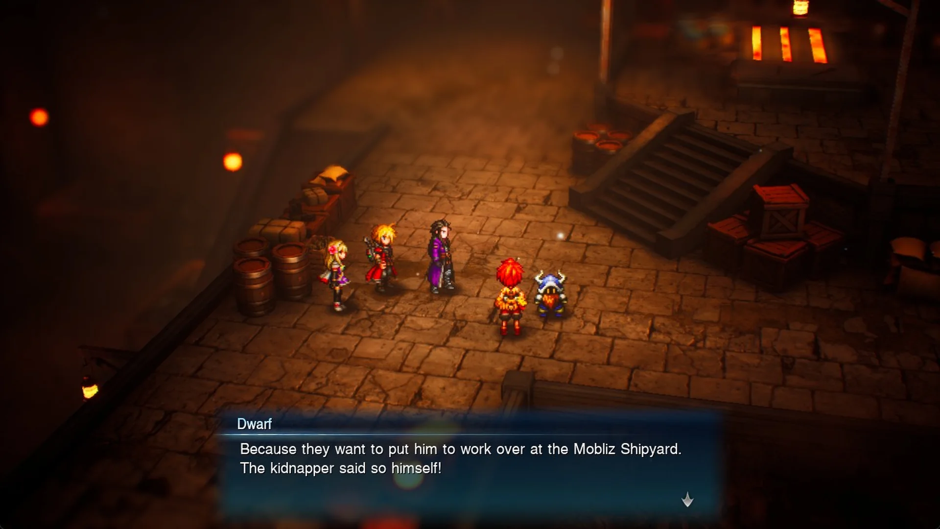 Dwarf: they want to put him to work at the Mobliz Shipyard