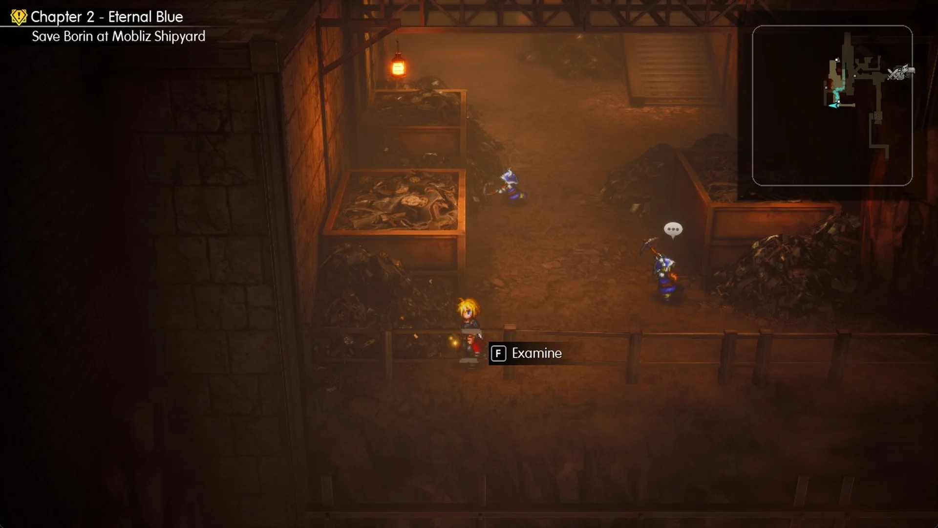 Examine prompt in the south-west corner of the scrap-bin room on the Dwarven Forge lower floor