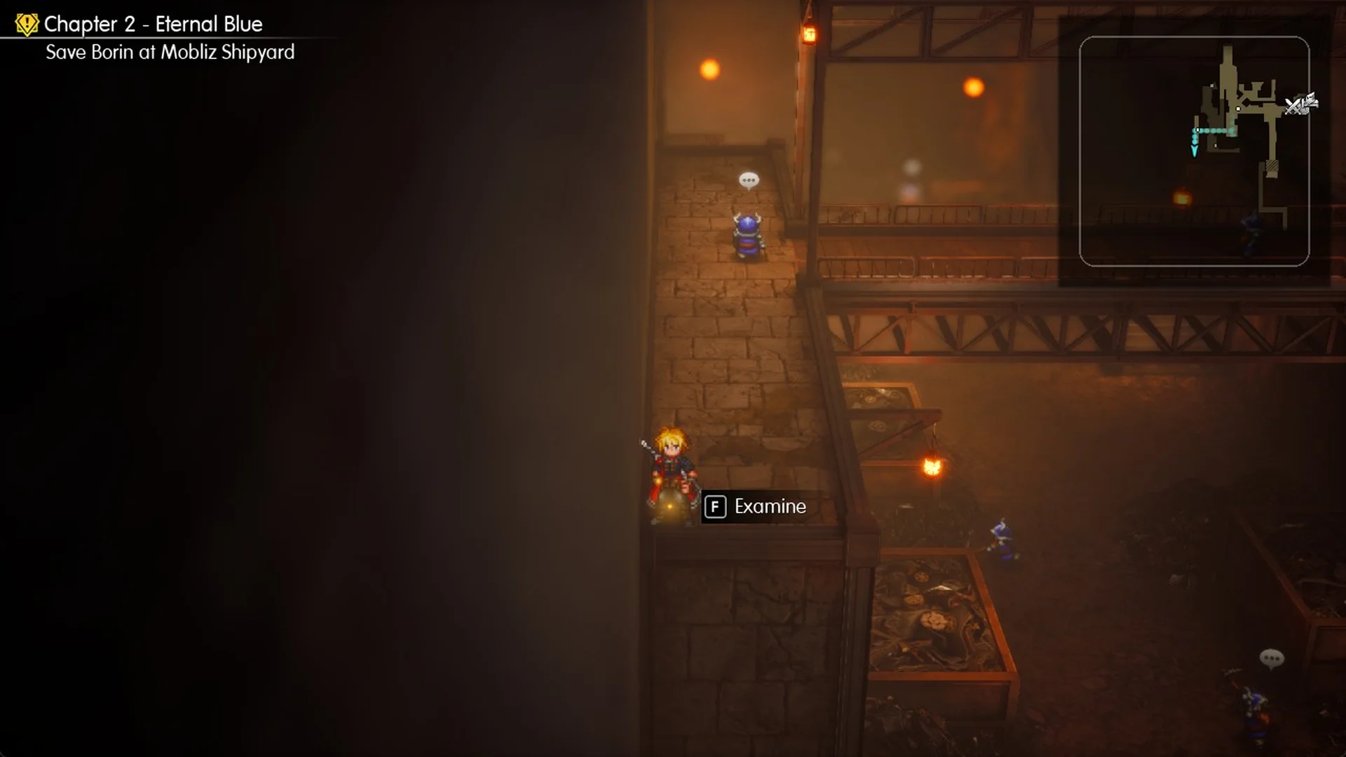 Examine prompt at the south end of the west arm on the Dwarven Forge main floor