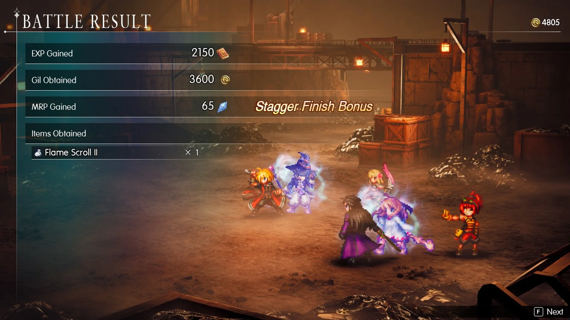 Battle Result after Mom Bomb with 2,150 EXP and 3,600 Gil