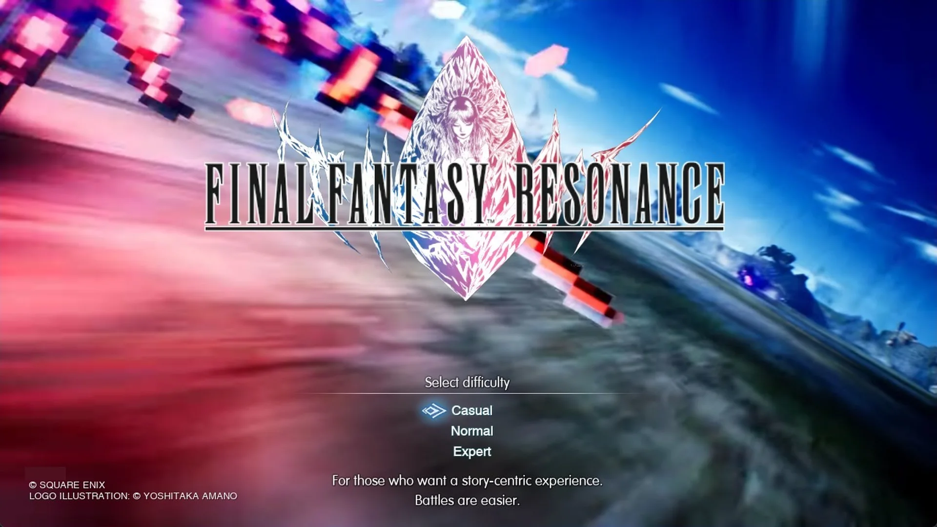 Select difficulty screen in Final Fantasy Resonance with Casual highlighted and its description