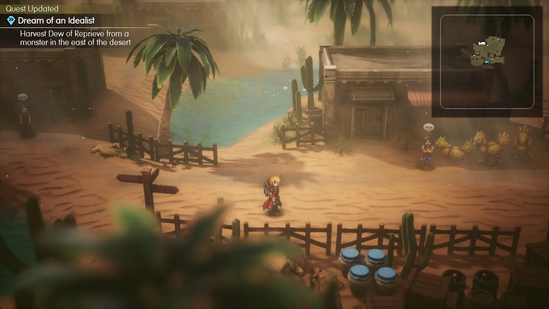 Quest updated: harvest Dew of Reprieve from a monster in the east of the desert