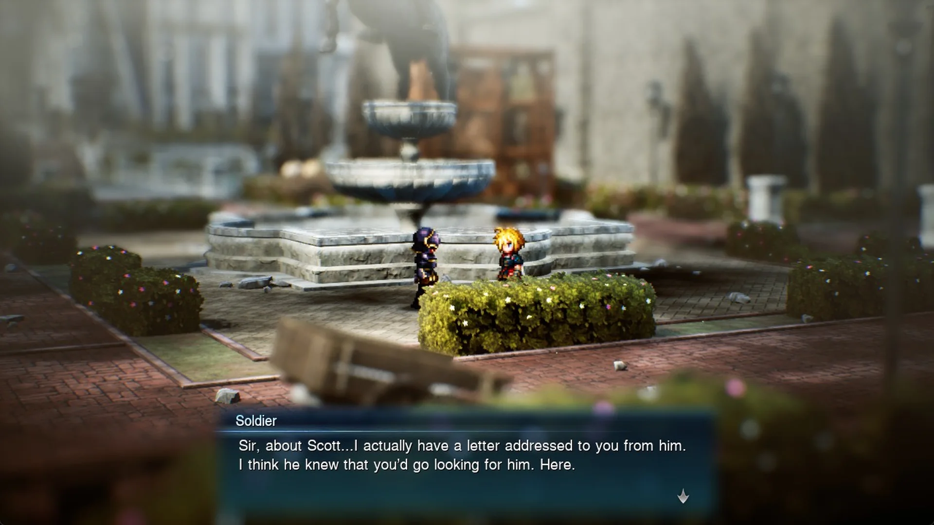 Soldier hands Rain Scott's letter