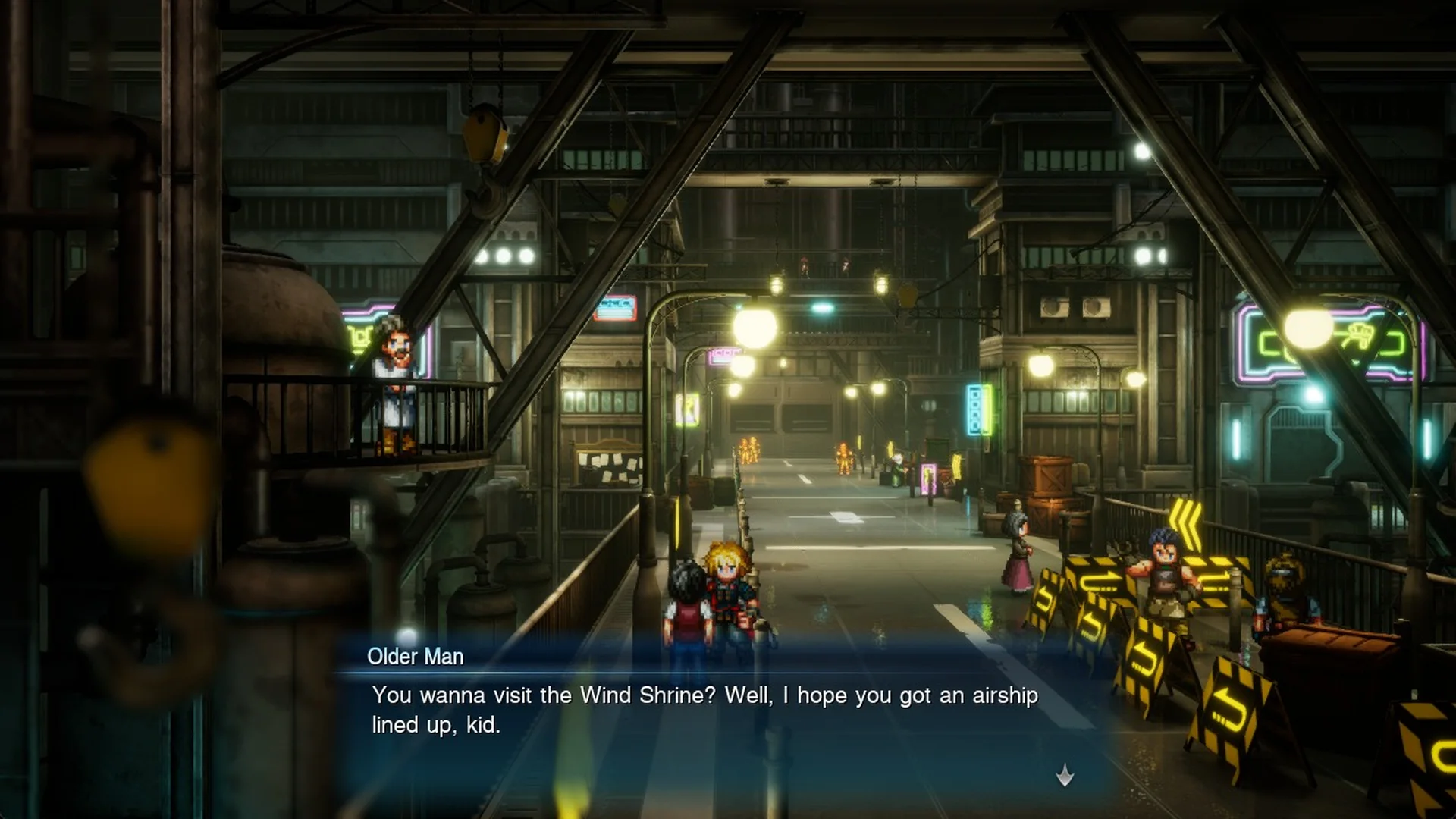 The Older Man on Dilmagia's main street talking about airships and the Wind Shrine
