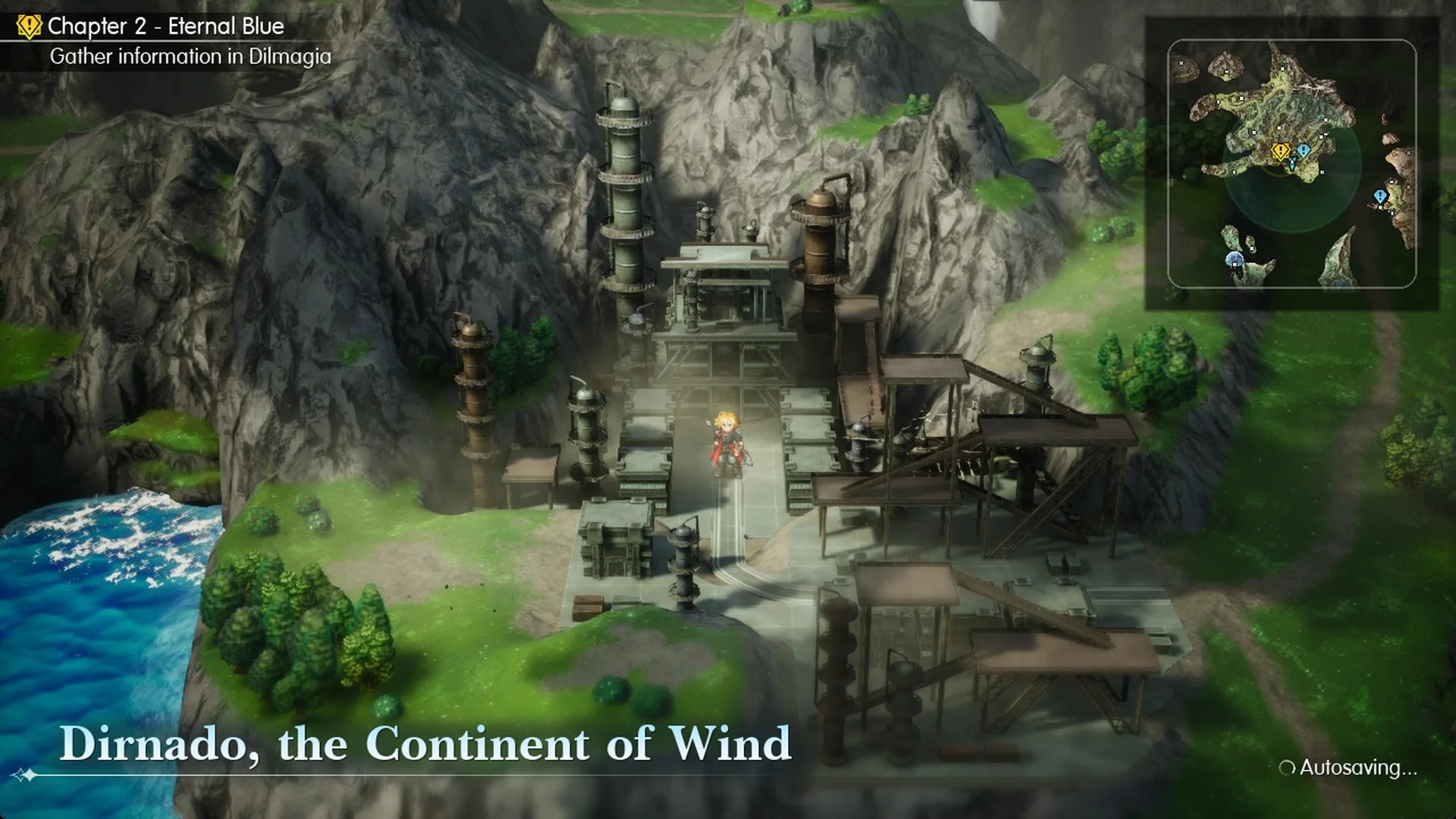The party on the Dirnado World Map just outside Dilmagia's south gate