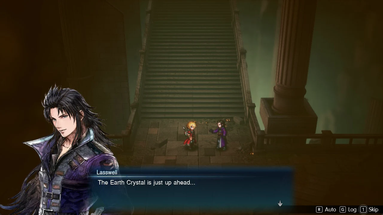 Lasswell saying the Earth Crystal is just up ahead at the foot of the final staircase