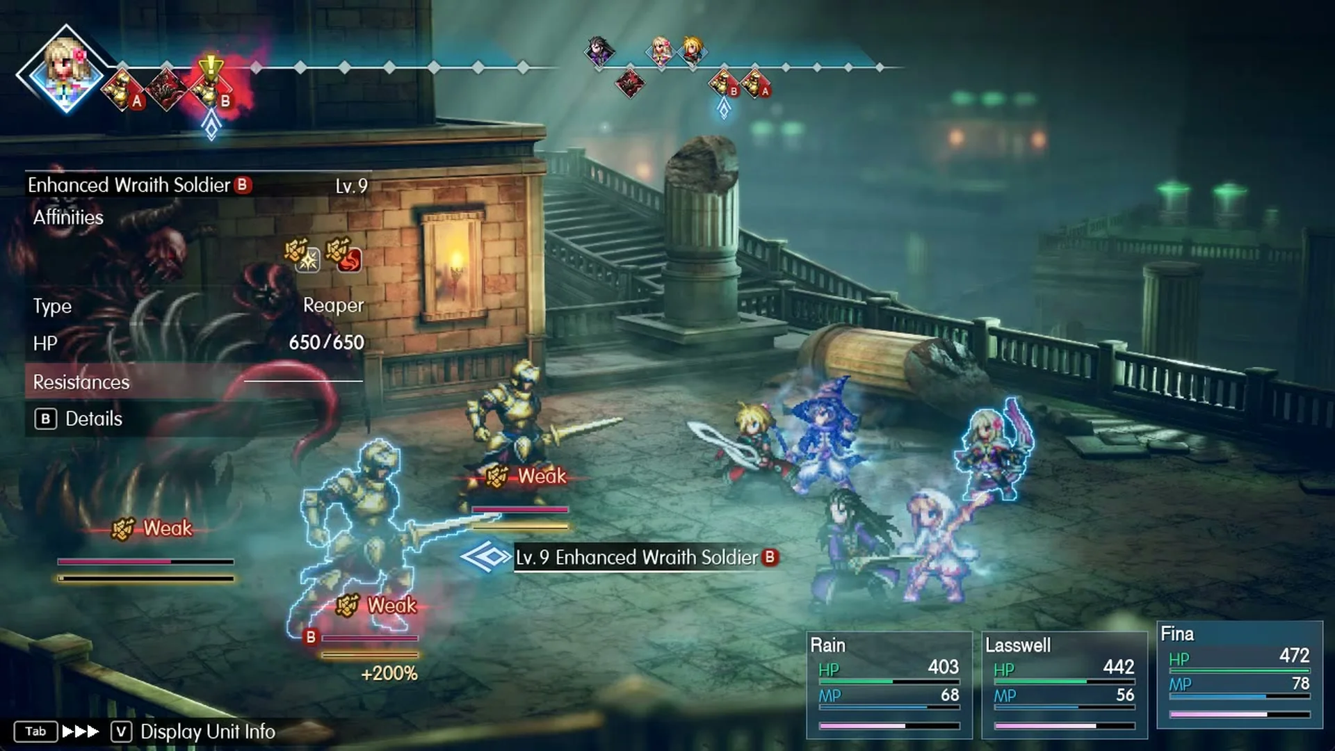 Enhanced Wraith Soldier Lv.9 target info weak to Light and Fire