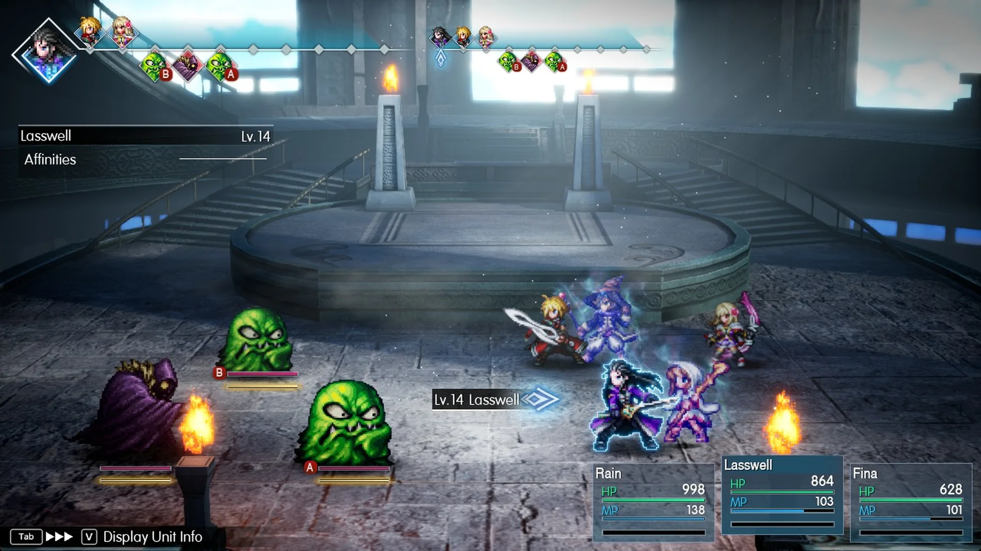 Target cursor on Lv 14 Lasswell after choosing Escape