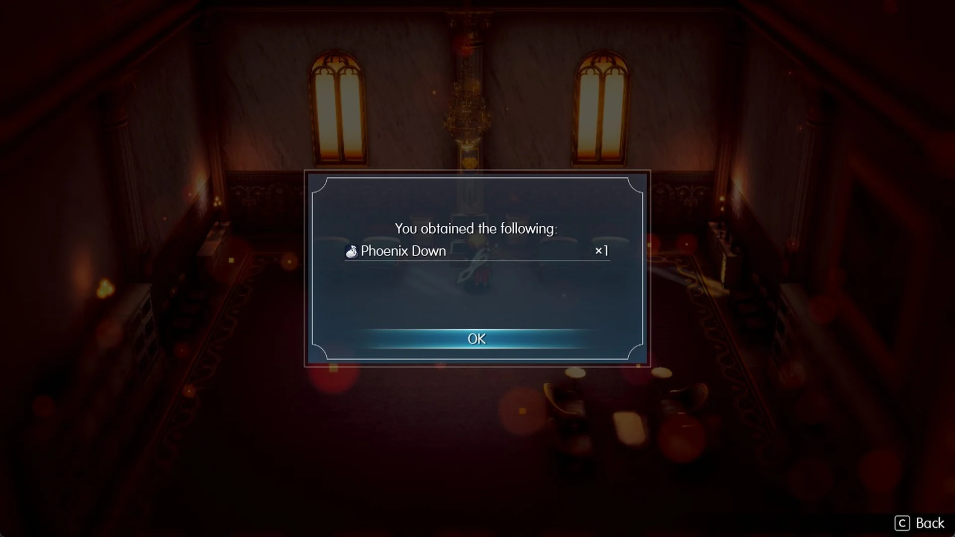 Popup reading You obtained the following: Phoenix Down x1