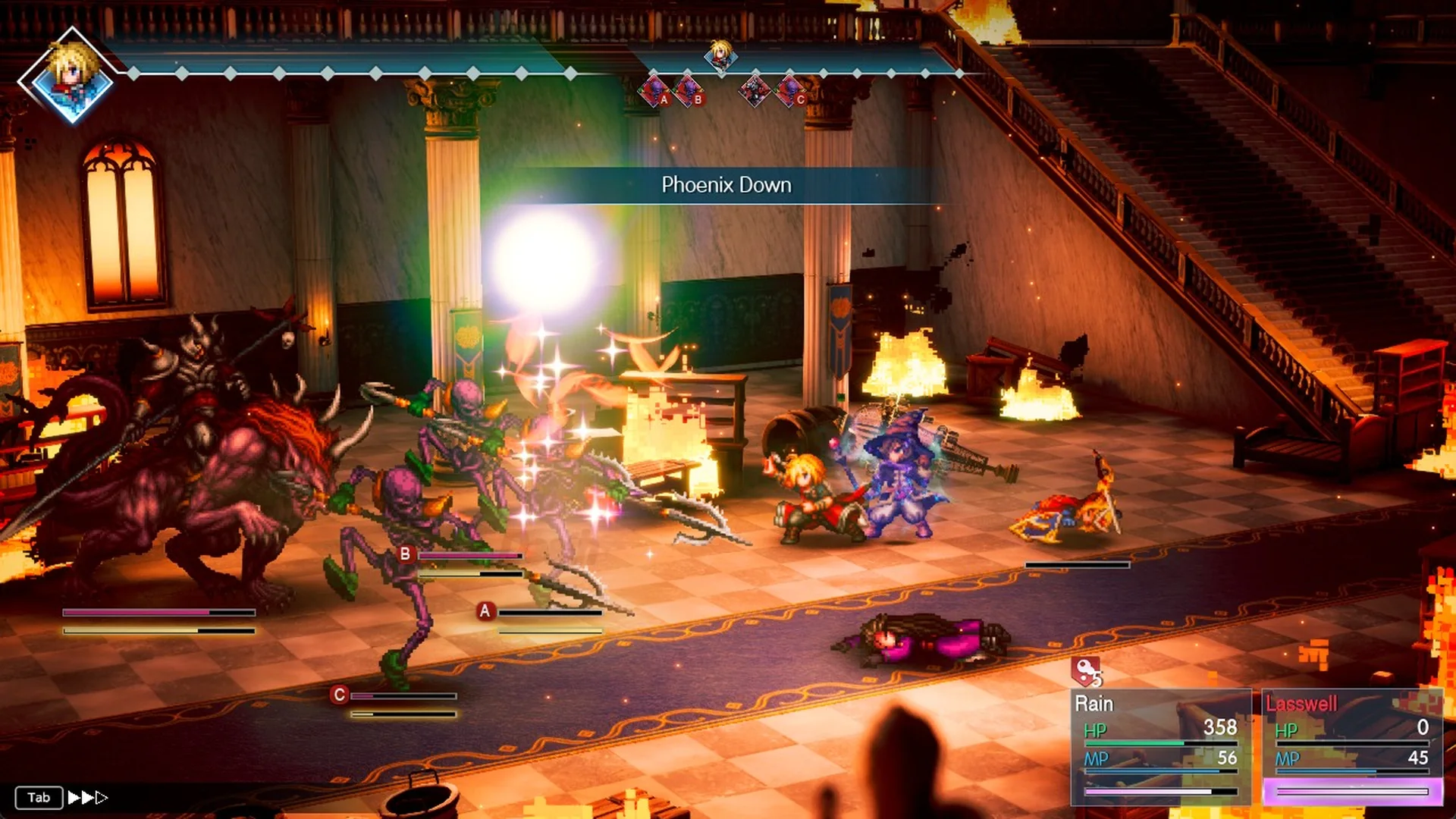Phoenix Down used on a Dark Skeleton in the Hell's Rider fight