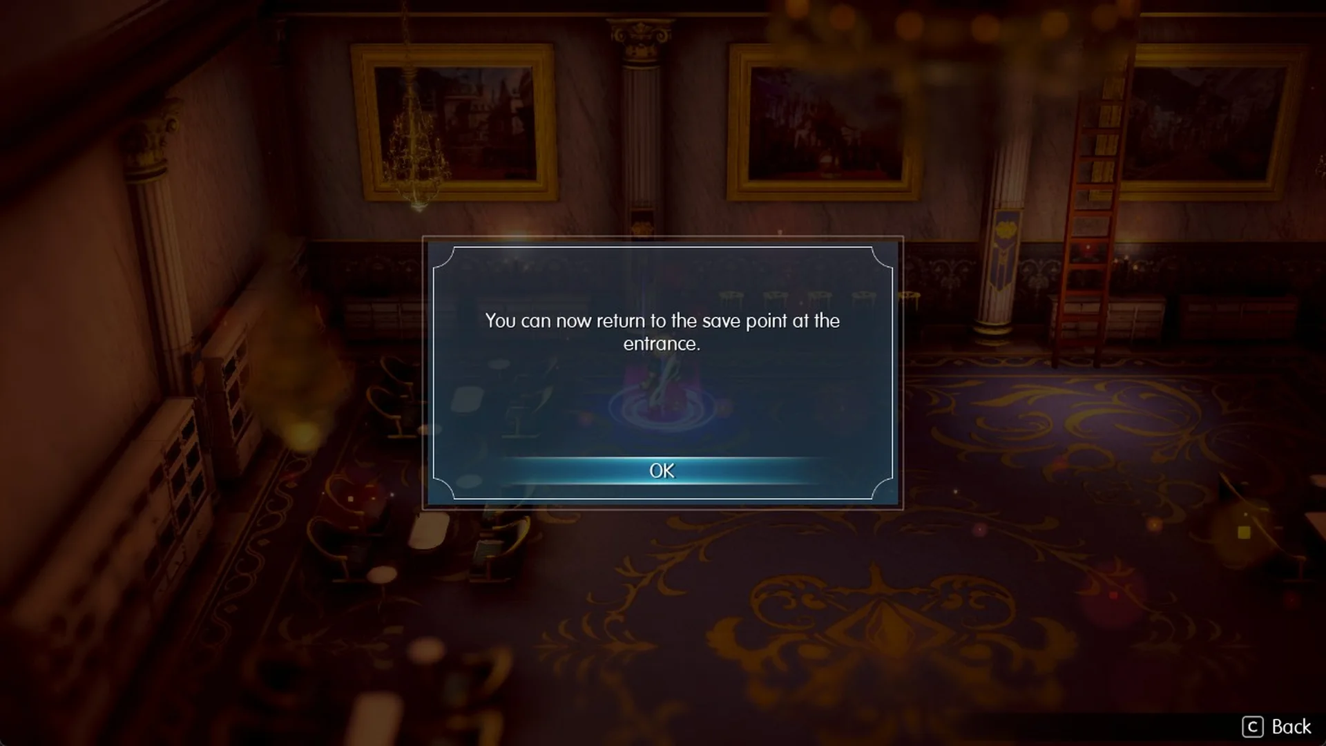 Message reading You can now return to the save point at the entrance
