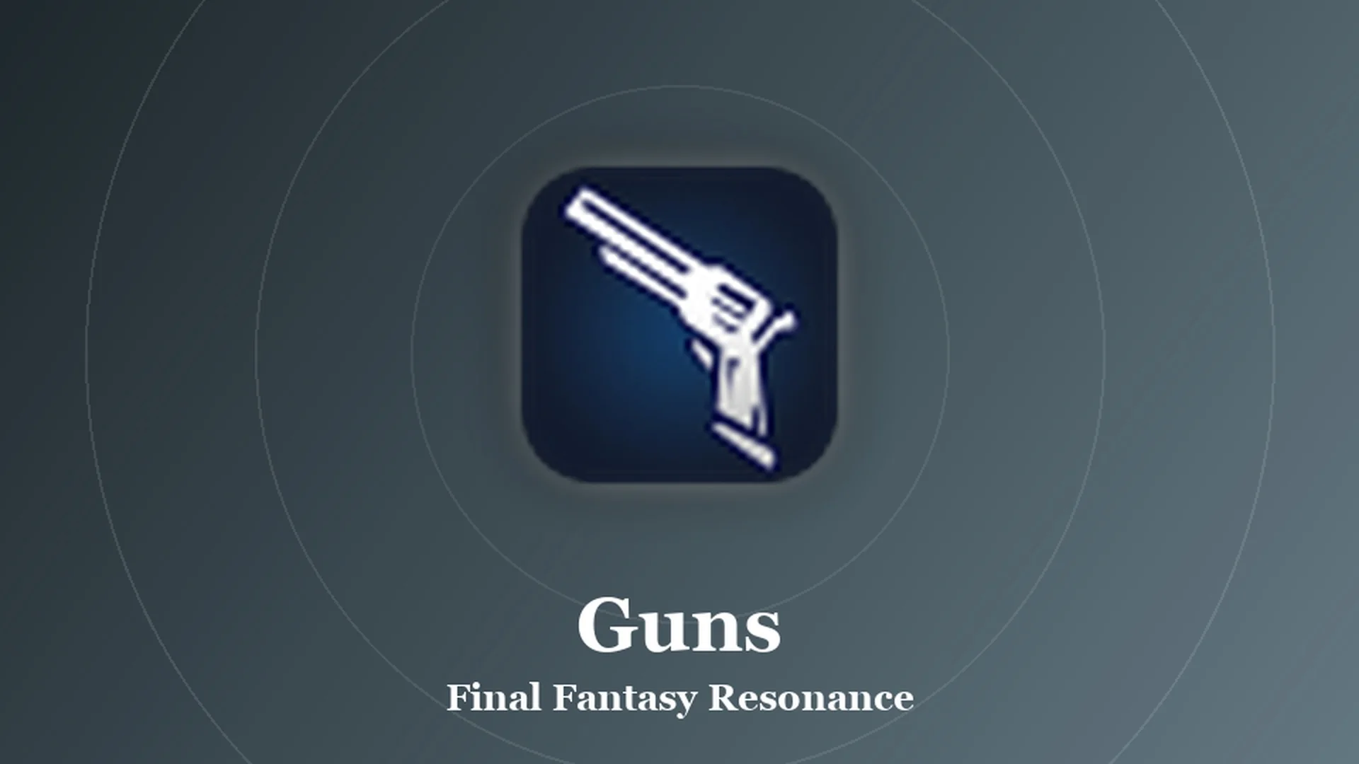 Styled card with the gun icon and the word Guns