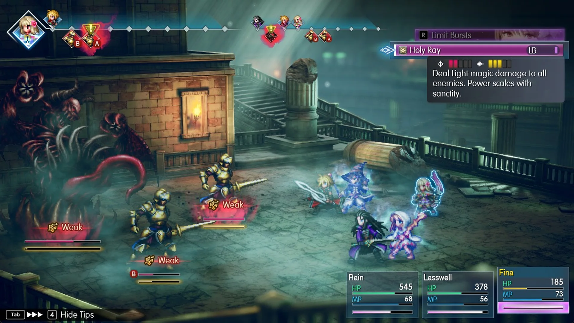 Fina's Holy Ray Limit Burst tooltip in Final Fantasy Resonance