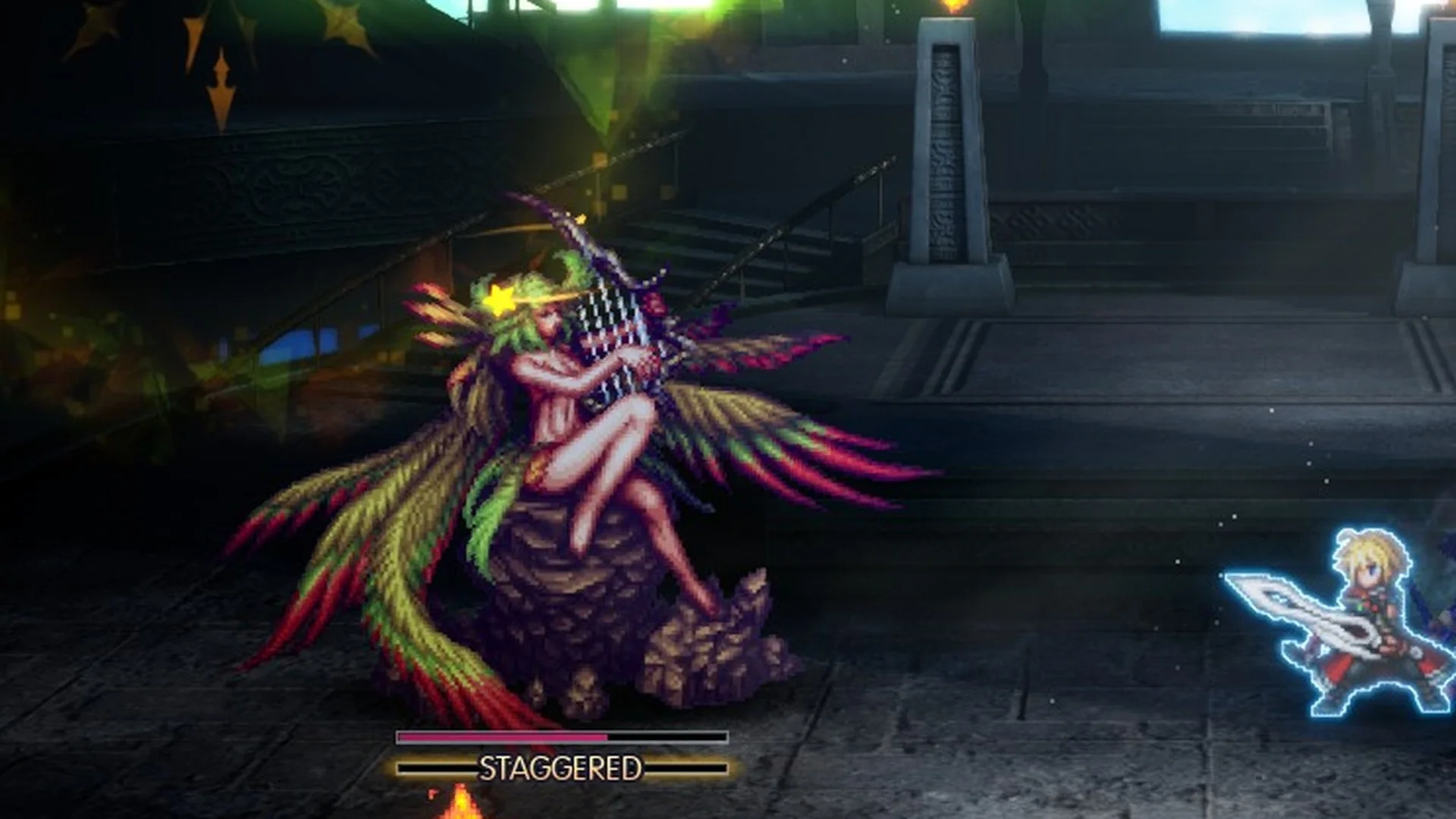 Siren staggered during the boss fight in Final Fantasy Resonance